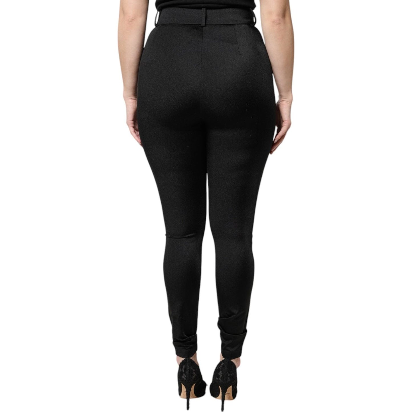 Dolce & Gabbana Black Nylon High Waist Slim Fit Pants PAN75988-42