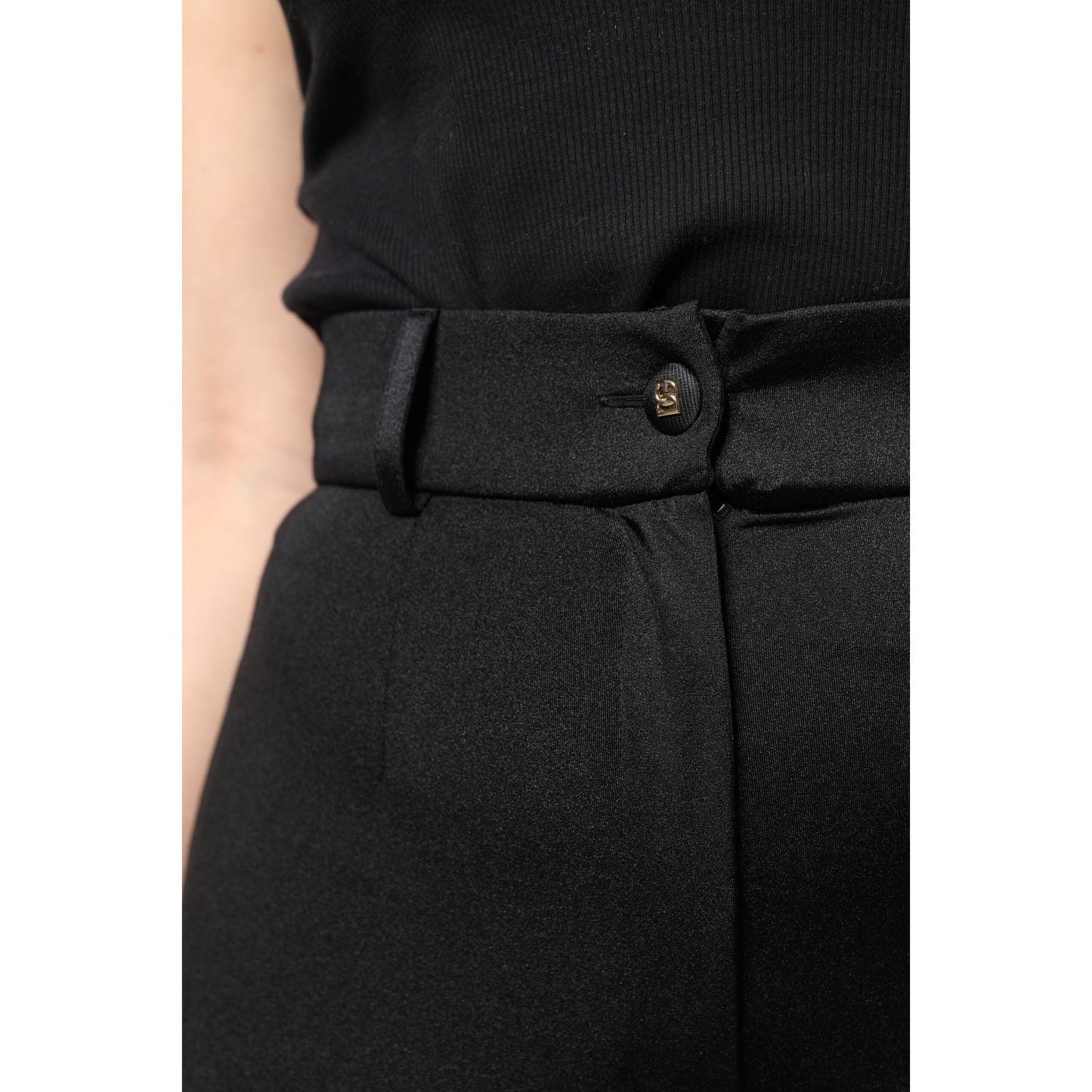 Dolce & Gabbana Black Nylon High Waist Slim Fit Pants PAN75988-42