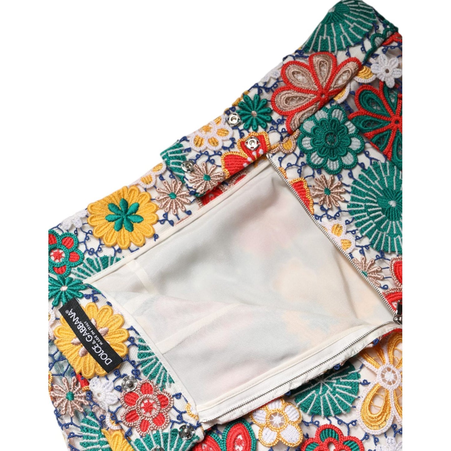 Dolce & Gabbana Multicolor Floral Lace High Waist Mini Skirt SKI2079-36