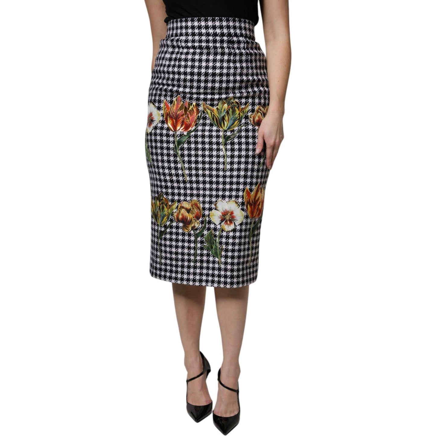 Dolce & Gabbana Multicolor Floral Print High Waist Pencil Cut Skirt SKI2084-36
