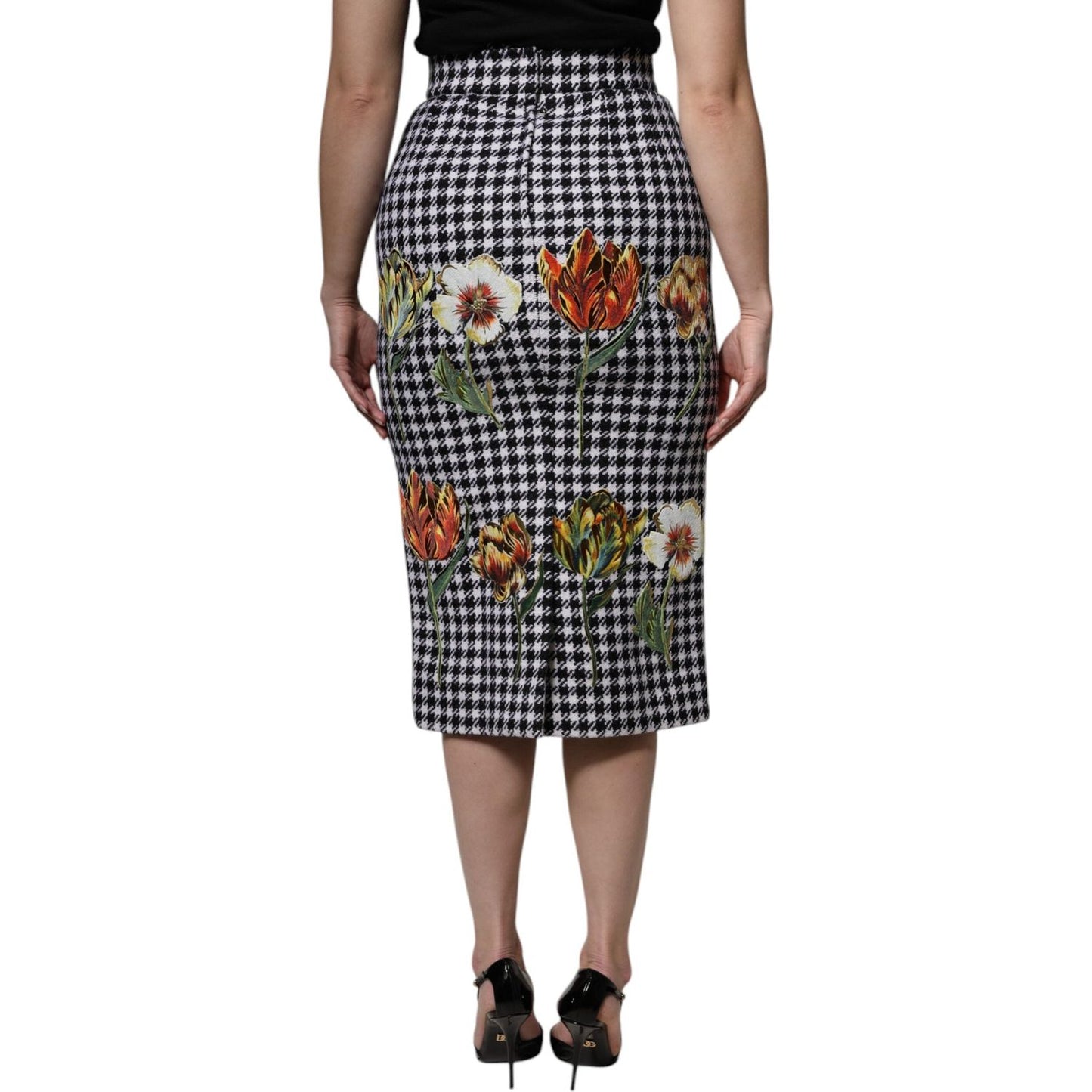 Dolce & Gabbana Multicolor Floral Print High Waist Pencil Cut Skirt SKI2084-36