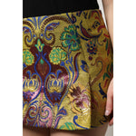 Dolce & Gabbana Multicolor Floral Jacquard Mid Waist Mini Skirt SKI2086-36