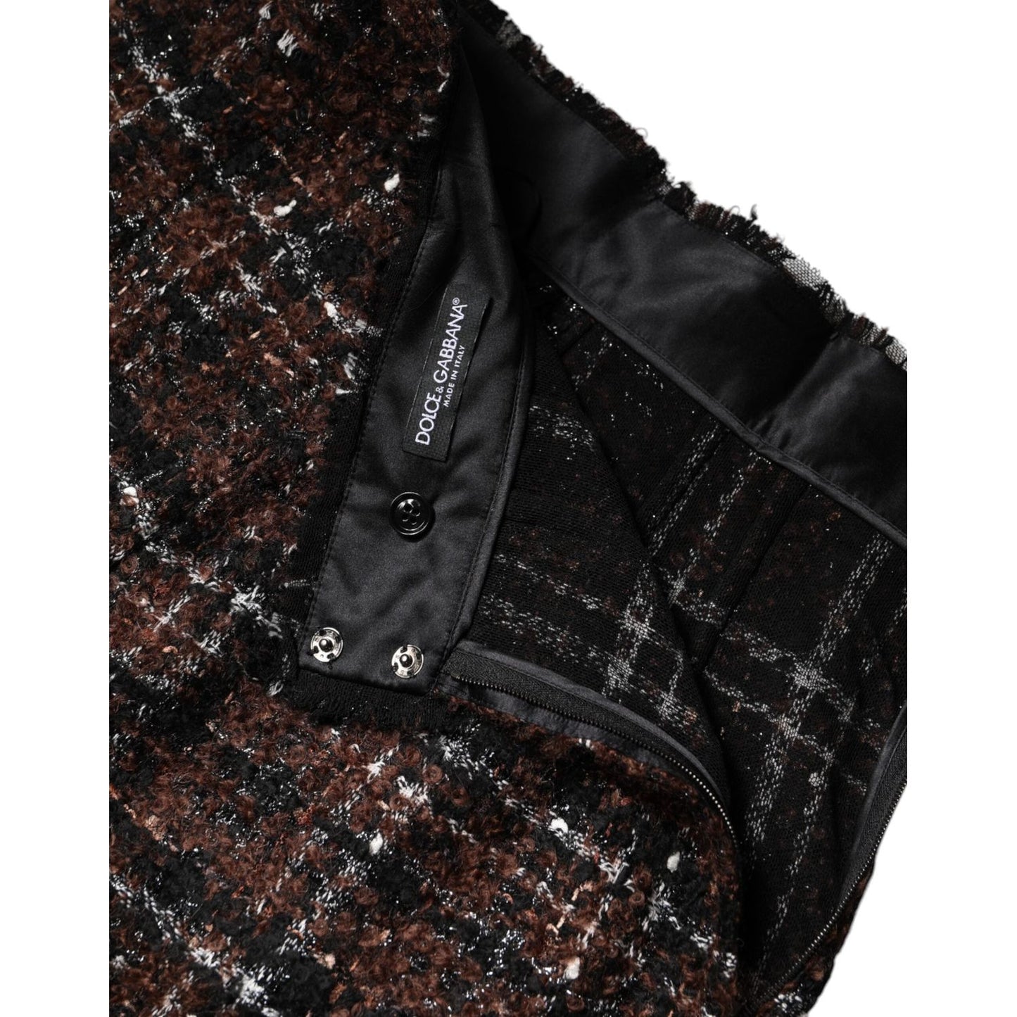 Dolce & Gabbana Multicolor High Waist Tartan Tweed Pencil Cut Skirt SKI2087-36