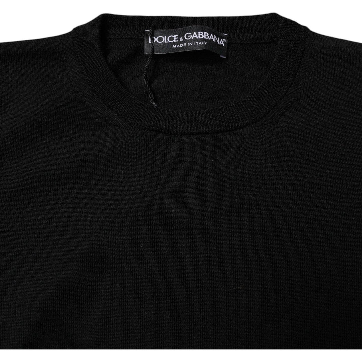 Dolce & Gabbana Black Wool Knit Crew Neck Pullover Sweater TSH87159-38