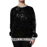 Dolce & Gabbana Black DG Queen Sequin Pullover Sweater TSH90082-36