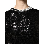 Dolce & Gabbana Black DG Queen Sequin Pullover Sweater TSH90082-36