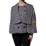 Dolce & Gabbana Black White Monochrome Patterned Floral Cape Jacket TSH90084-36