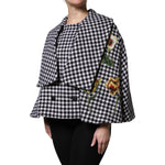 Dolce & Gabbana Black White Monochrome Patterned Floral Cape Jacket TSH90084-36