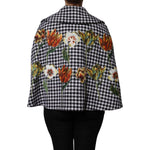 Dolce & Gabbana Black White Monochrome Patterned Floral Cape Jacket TSH90084-36