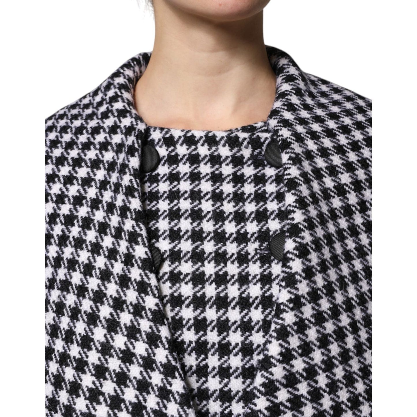 Dolce & Gabbana Black White Monochrome Patterned Floral Cape Jacket TSH90084-36