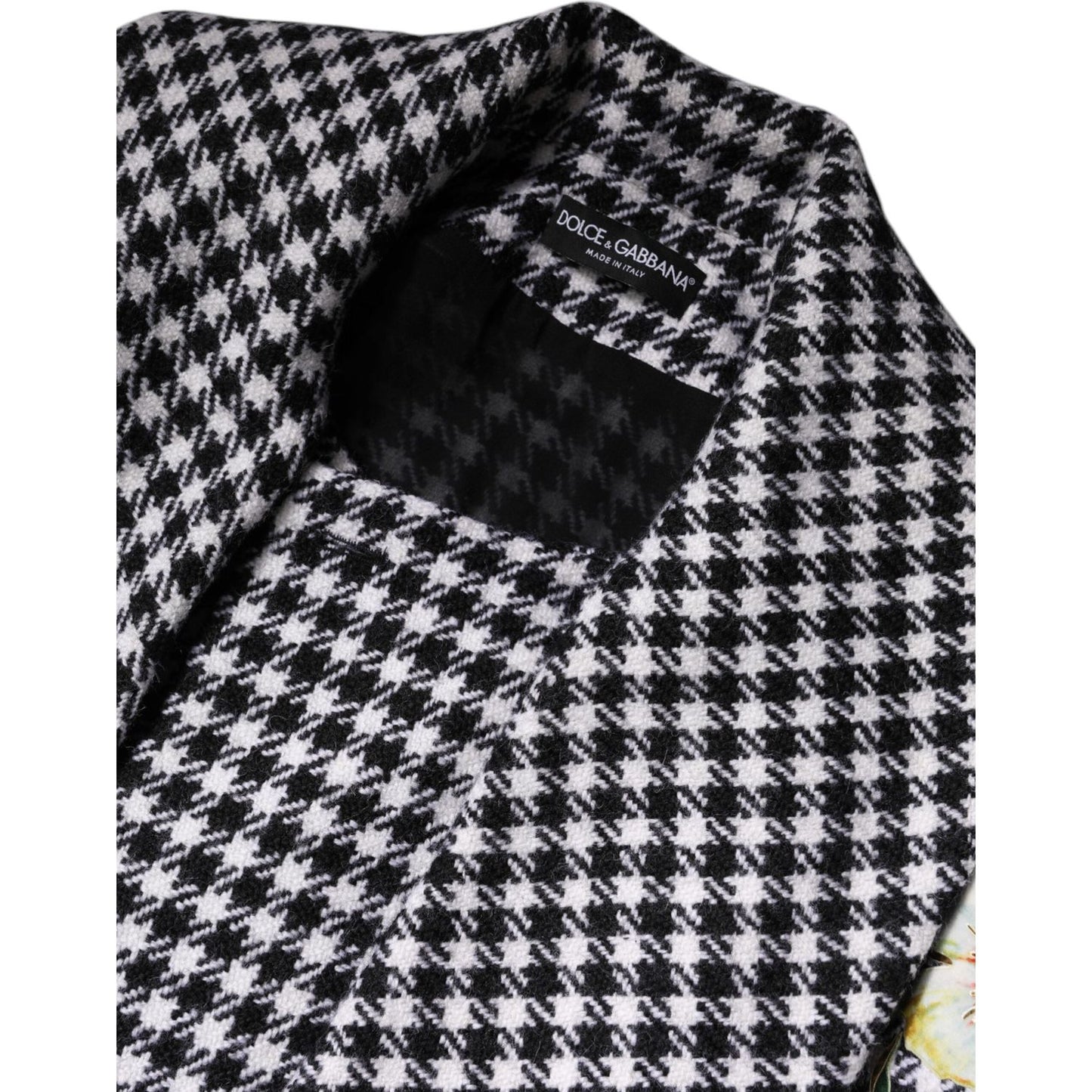 Dolce & Gabbana Black White Monochrome Patterned Floral Cape Jacket TSH90084-36