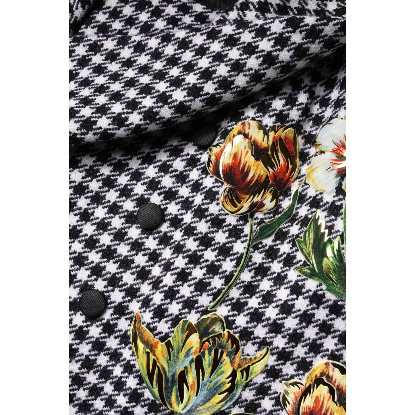 Dolce & Gabbana Black White Monochrome Patterned Floral Cape Jacket TSH90084-36