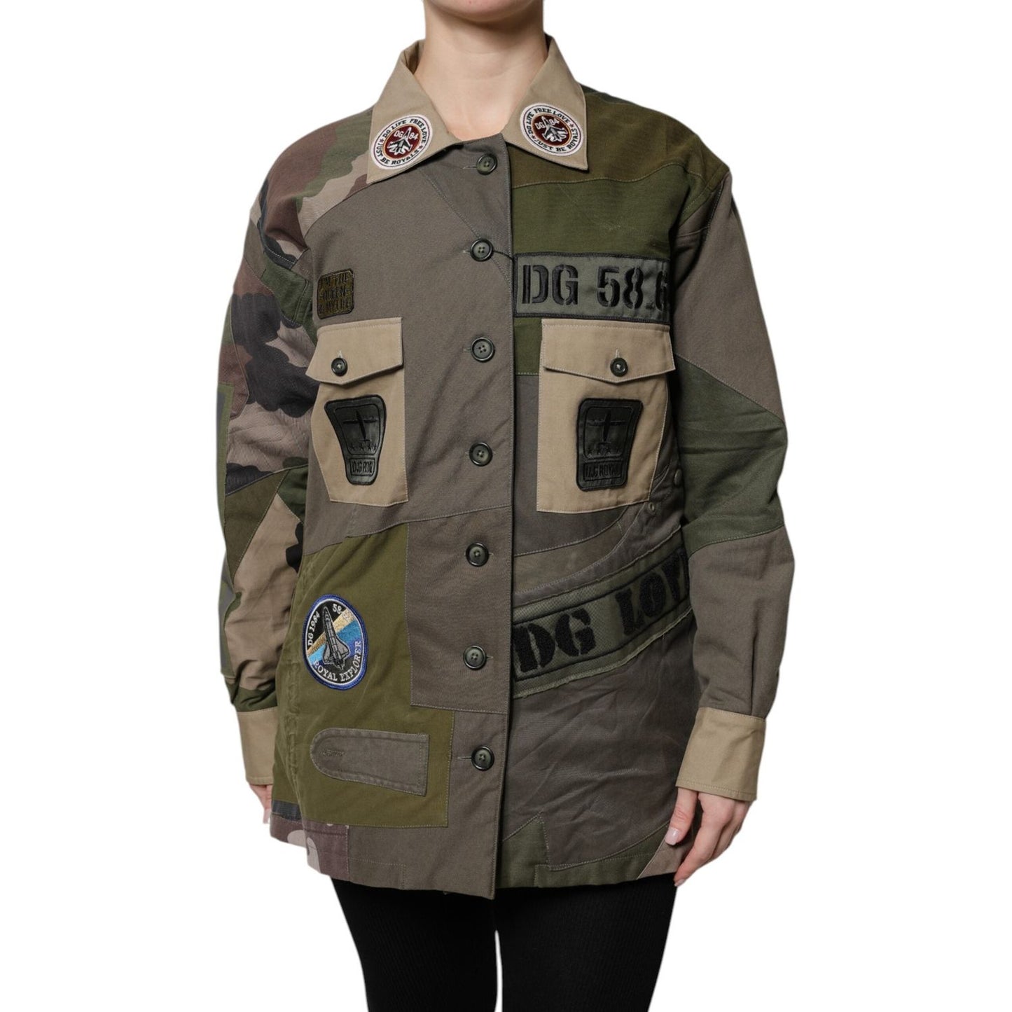 Dolce & Gabbana Military Green Cotton Button Down Jacket TSH90087-36