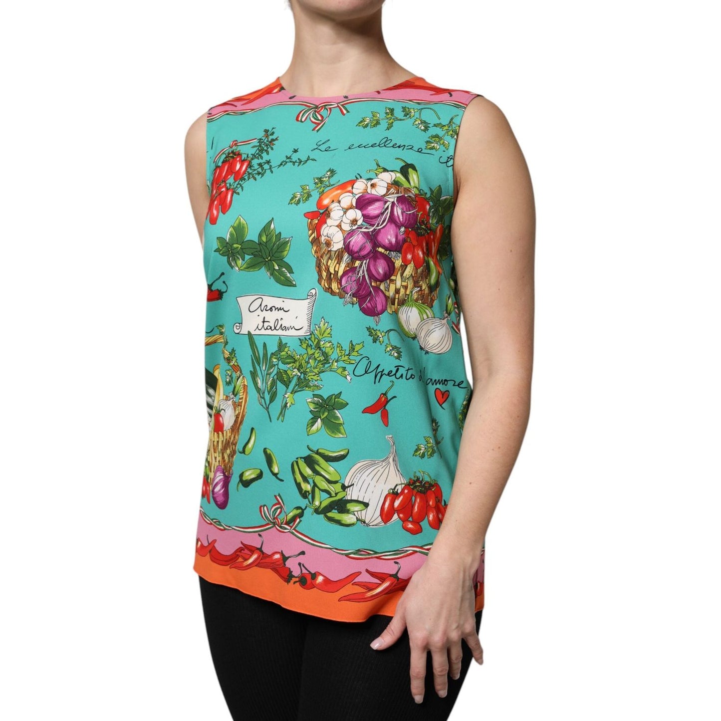 Dolce & Gabbana Multicolor Floral Silk Sleeveless Tank Top TSH90097-42