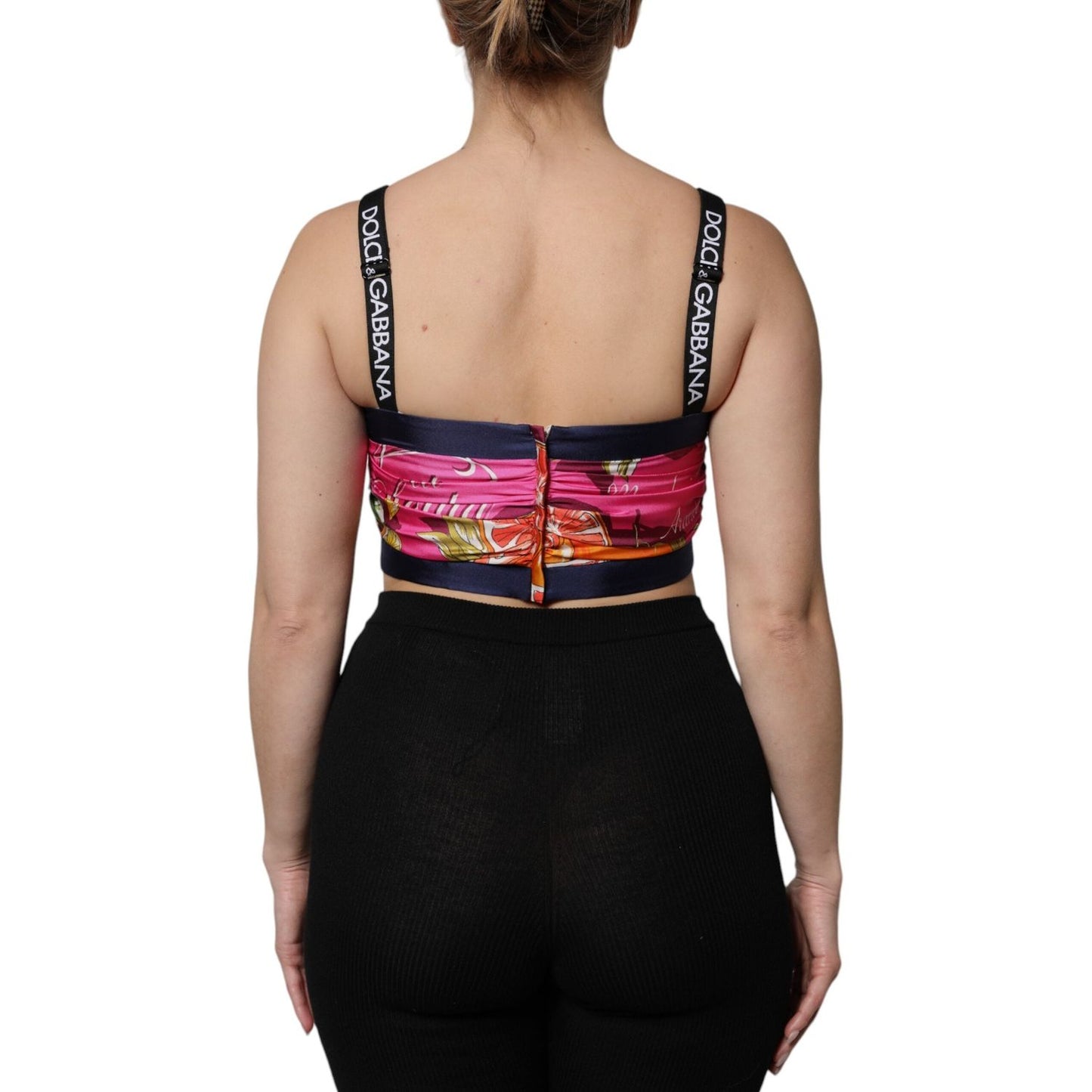 Dolce & Gabbana Multicolor Floral Sleeveless Bustier Cropped Top TSH90101-40