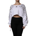 Dolce & Gabbana White Embellished Long Sleeve Cropped Sweater TSH90103-40