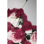 Dolce & Gabbana White Rose Print Satin Lace Tank Top Lingerie TSH90111-38