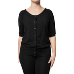 Dolce & Gabbana Black Button Down Short Sleeve Blouse Top TSH90120-50