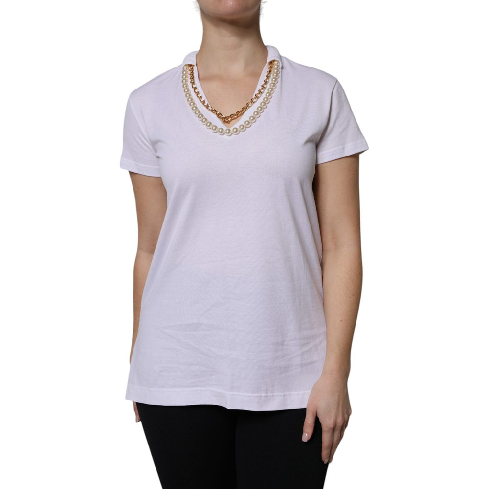 Dolce & Gabbana White Necklace Cotton Short Sleeve T-shirt TSH90242-38