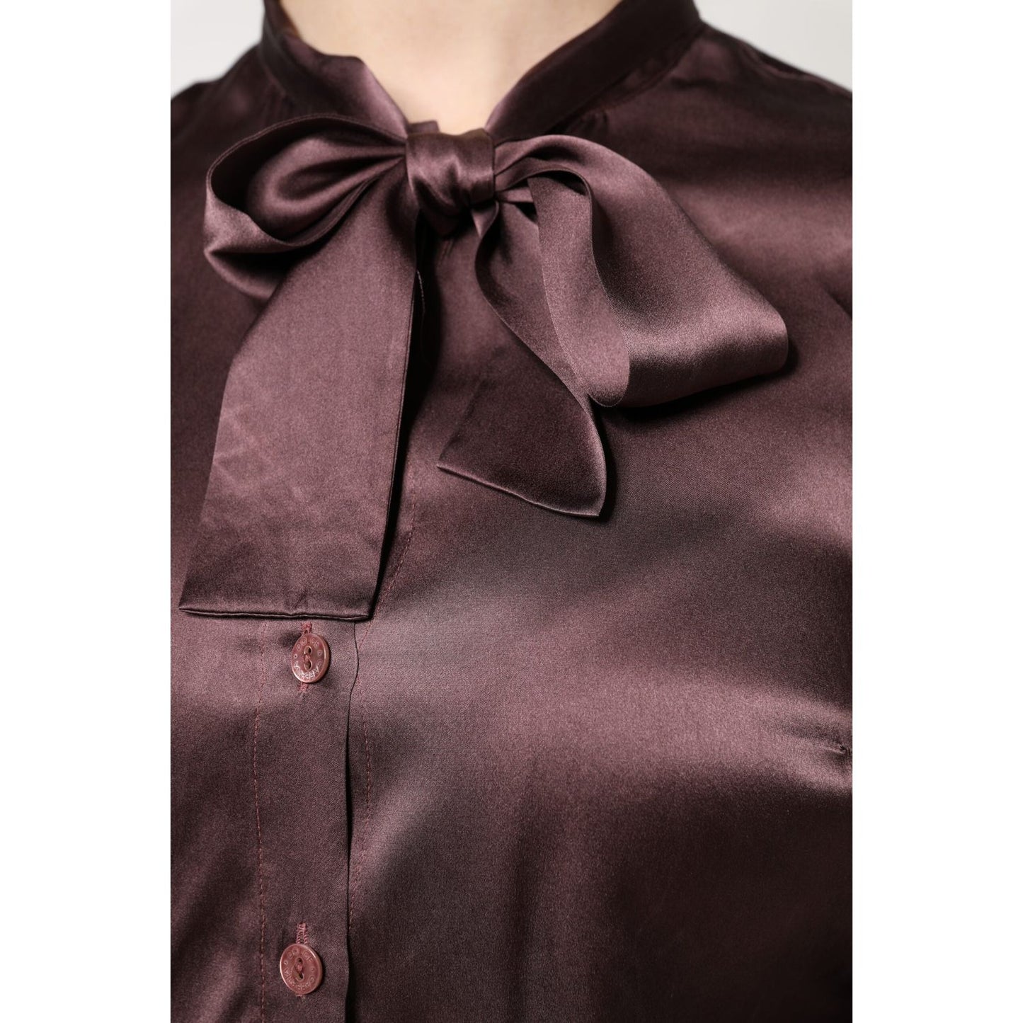 Dolce & Gabbana Brown Ascot Collar Long Sleeve Blouse Top TSH878632-42