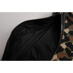 Dolce & Gabbana Multicolor Leopard Jacquard Print Logo Plaque Pouch Bag