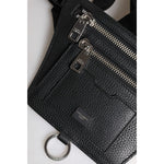 Dolce & Gabbana Black Calfskin Logo Plaque Belt Waist Men Fanny Pack Bag BAG4294
