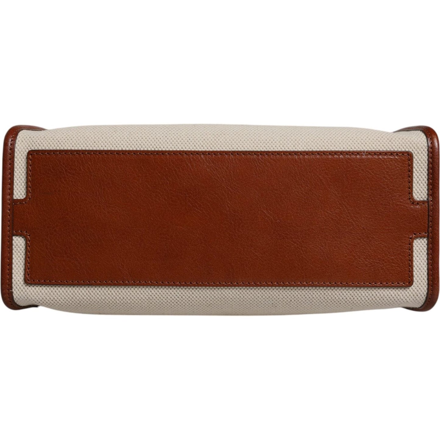 Dolce & Gabbana Beige Brown Cotton Leather Duffle Shoulder Bag BAG4323