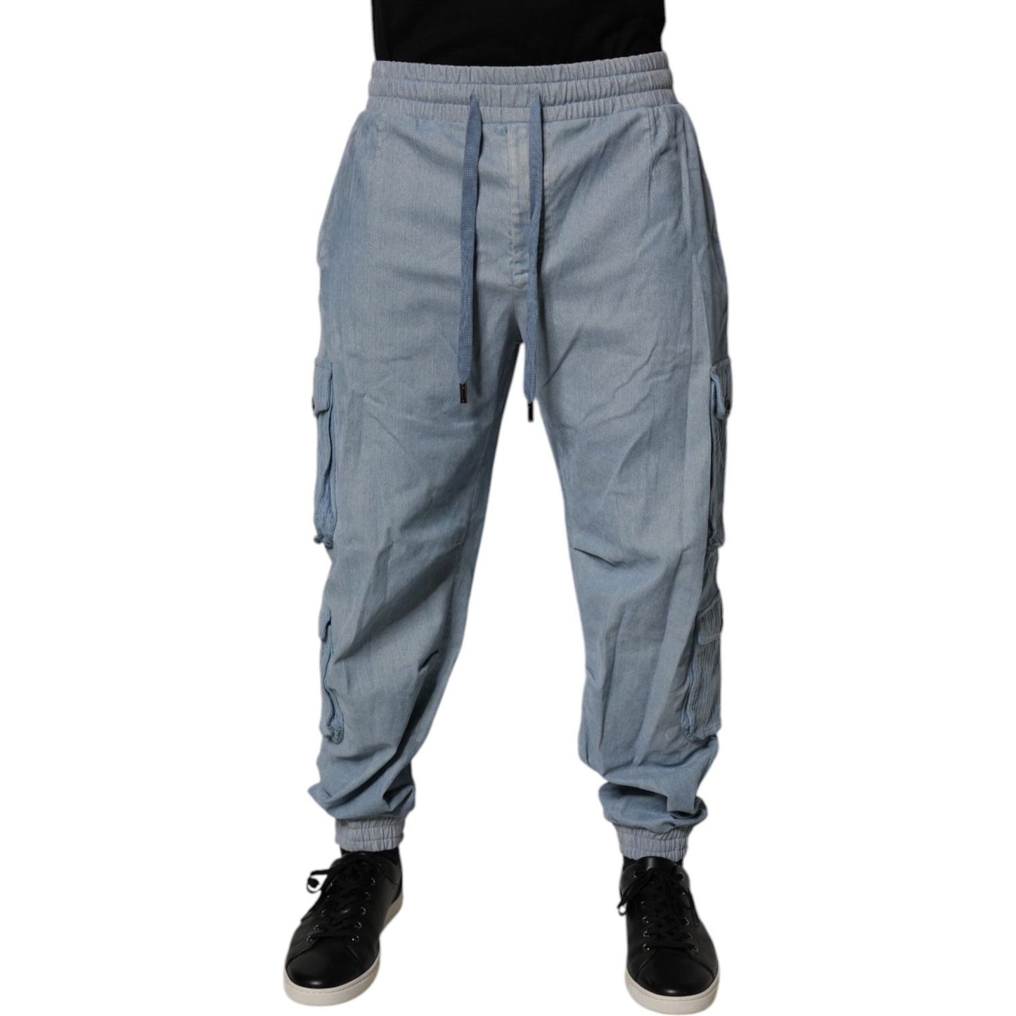 Dolce & Gabbana Light Blue Cotton Jogger Cargo Men Denim Pants PAN75157-50