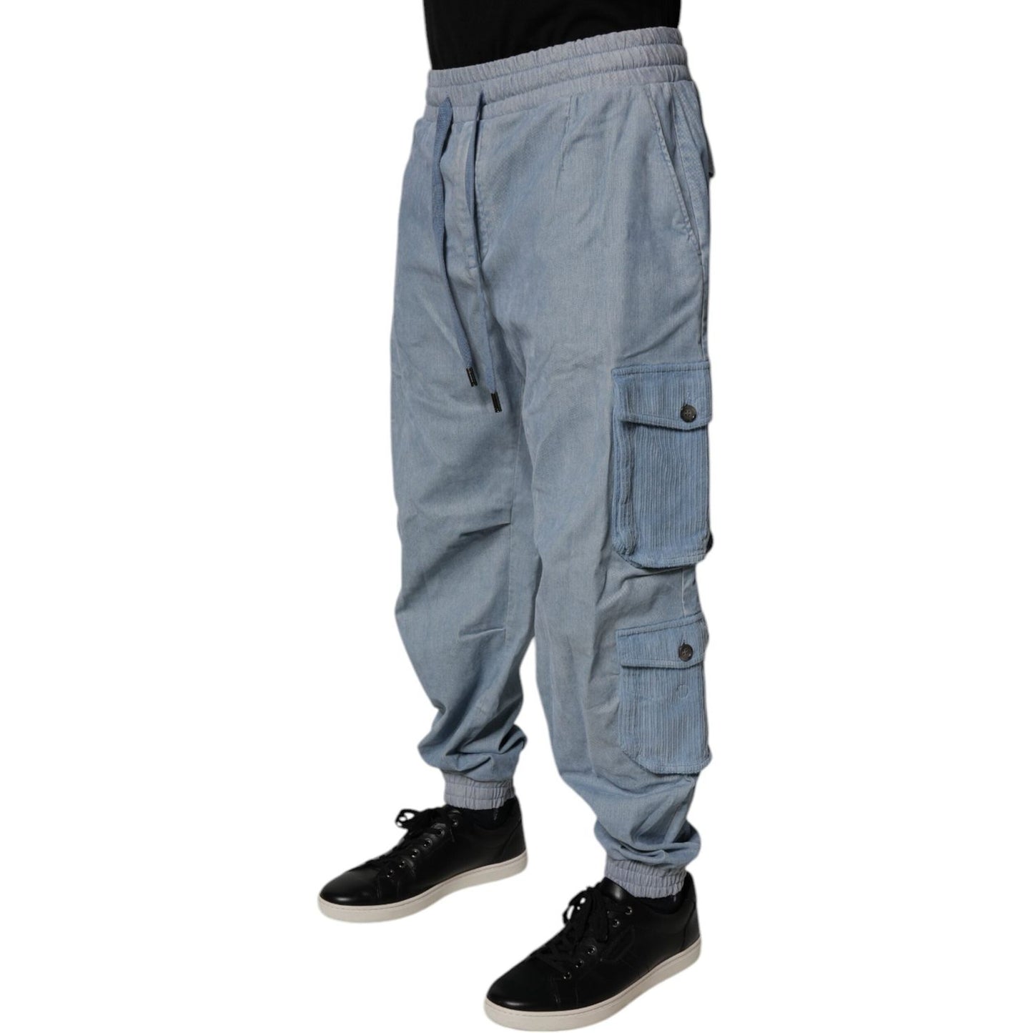 Dolce & Gabbana Light Blue Cotton Jogger Cargo Men Denim Pants PAN75157-50