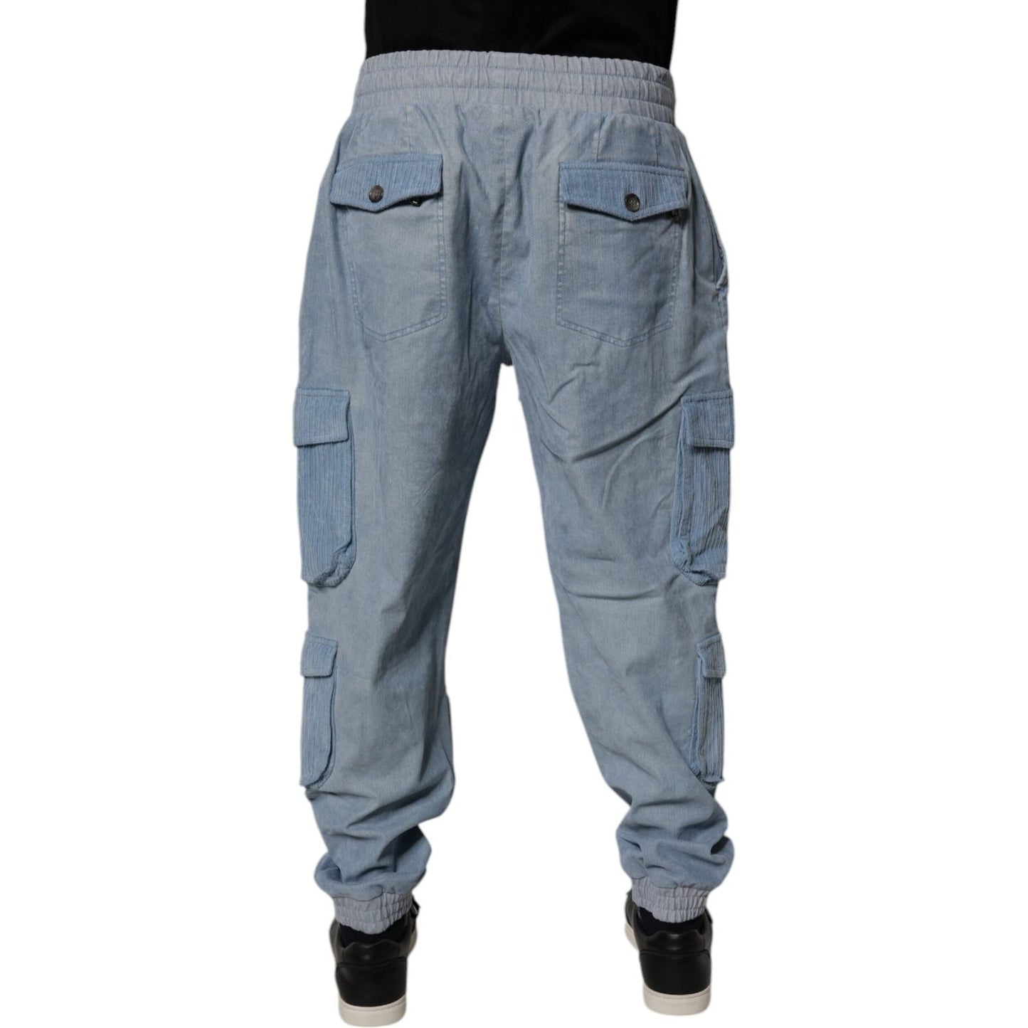 Dolce & Gabbana Light Blue Cotton Jogger Cargo Men Denim Pants PAN75157-50