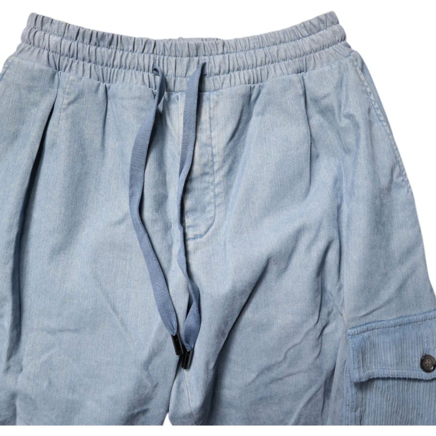 Dolce & Gabbana Light Blue Cotton Jogger Cargo Men Denim Pants PAN75157-50