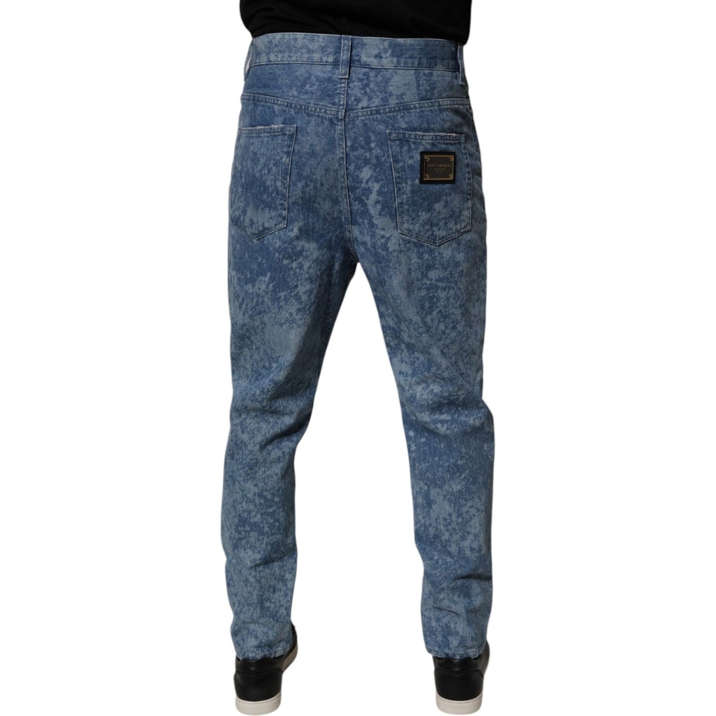 Dolce & Gabbana Blue Tie Dye Cotton Skinny Men Denim Jeans PAN75160-48