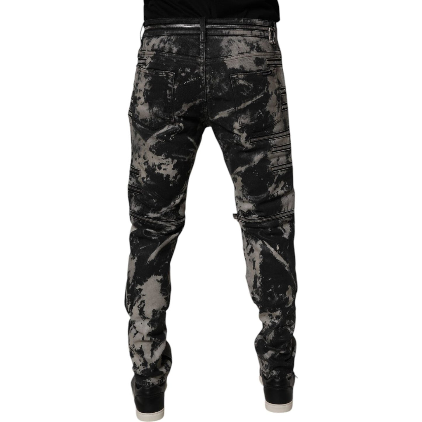 Dolce & Gabbana Black Tie Dye Cotton Skinny Zip Denim Jeans PAN75171-50
