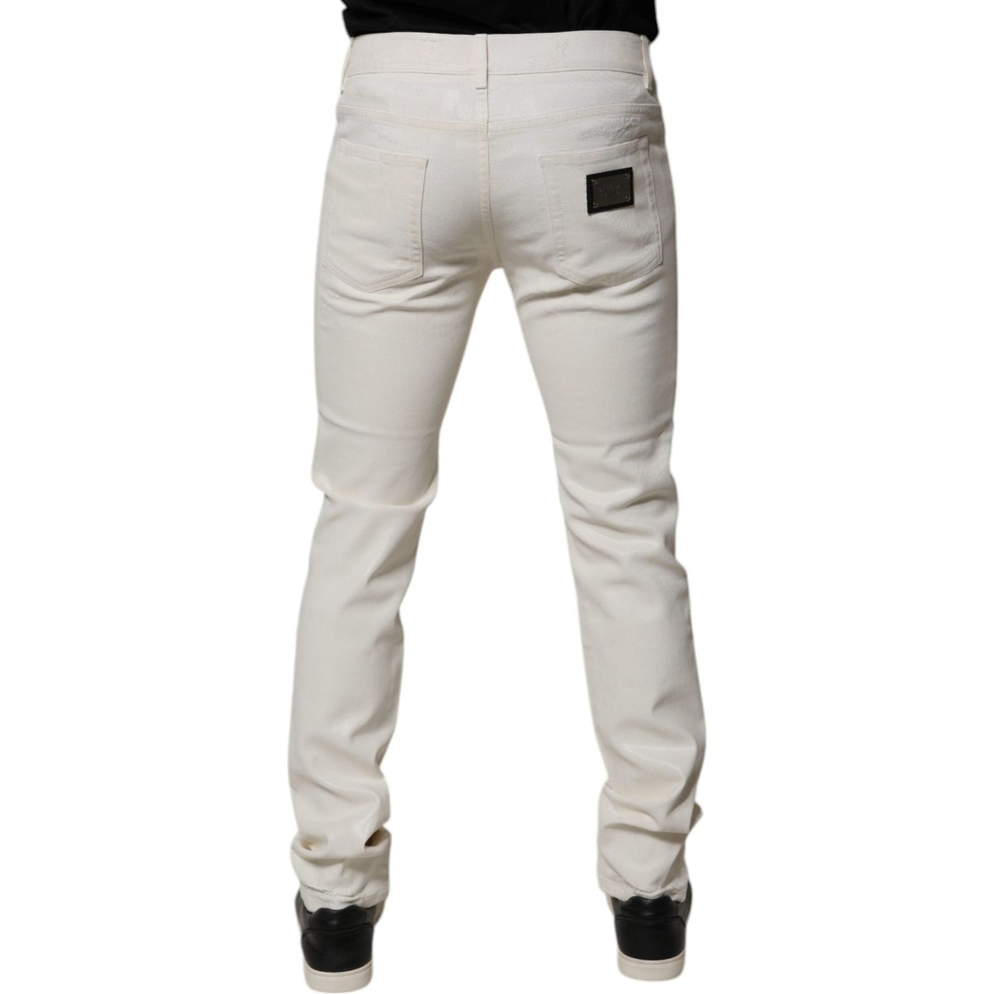 Dolce & Gabbana Off White Cotton Stretch Skinny Denim Jeans PAN75178-48