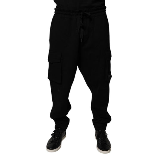 Dolce & Gabbana Black Cotton Jogger Cargo Sweatpants Pants
