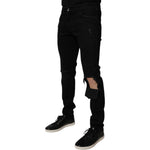 Dolce & Gabbana Black Ripped Cotton Skinny Men Denim Jeans PAN75231-50
