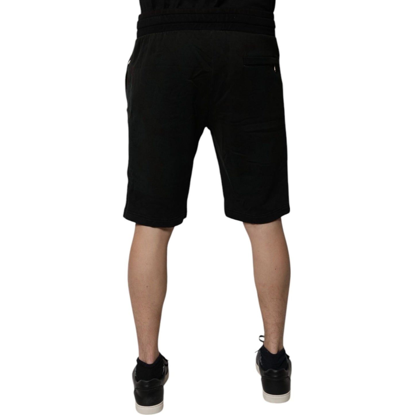 Dolce & Gabbana Black Cotton Sweatshorts Men Bermuda Shorts PAN75236-48