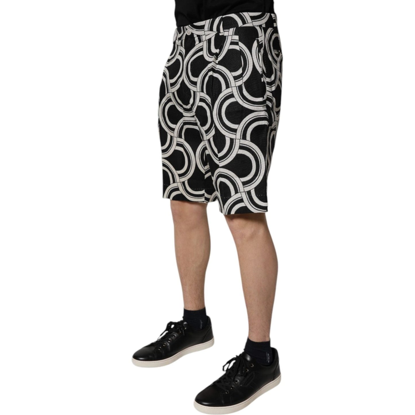 Dolce & Gabbana Black White Linen Bermuda Shorts PAN75724-48