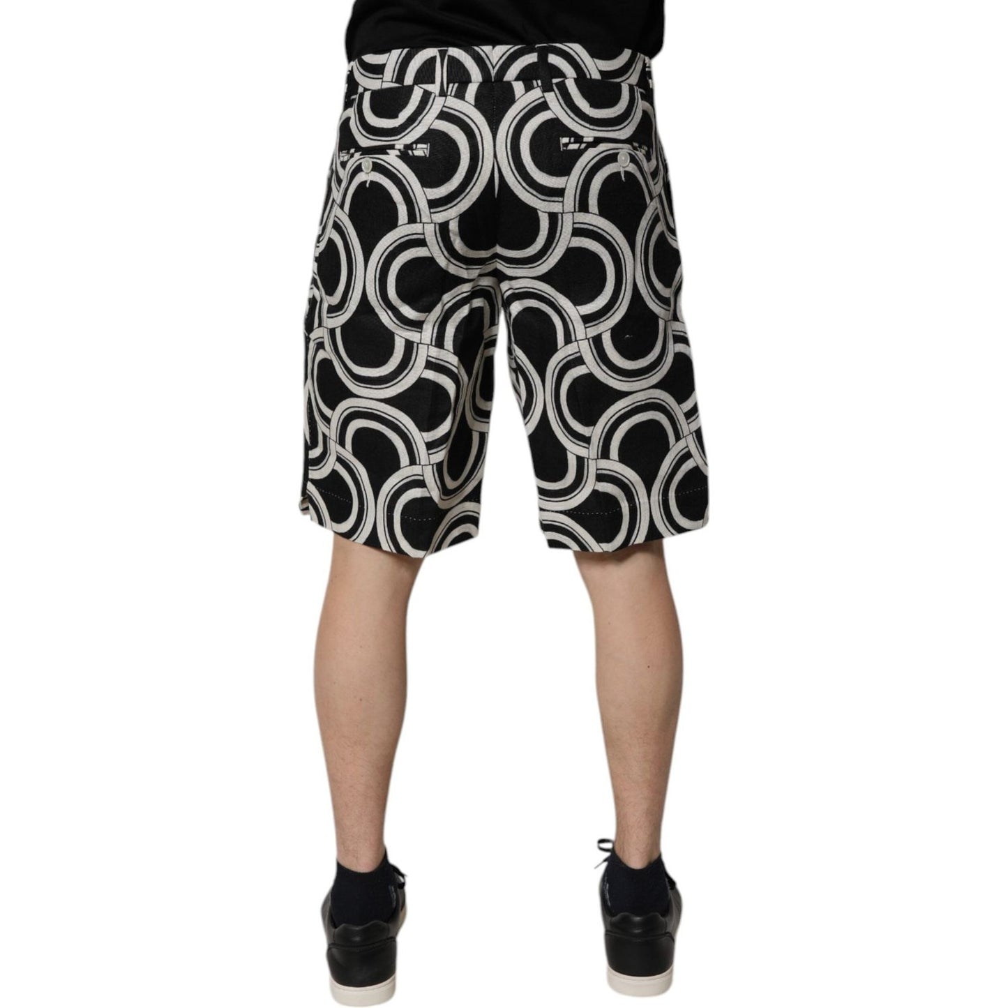 Dolce & Gabbana Black White Linen Bermuda Shorts PAN75724-48