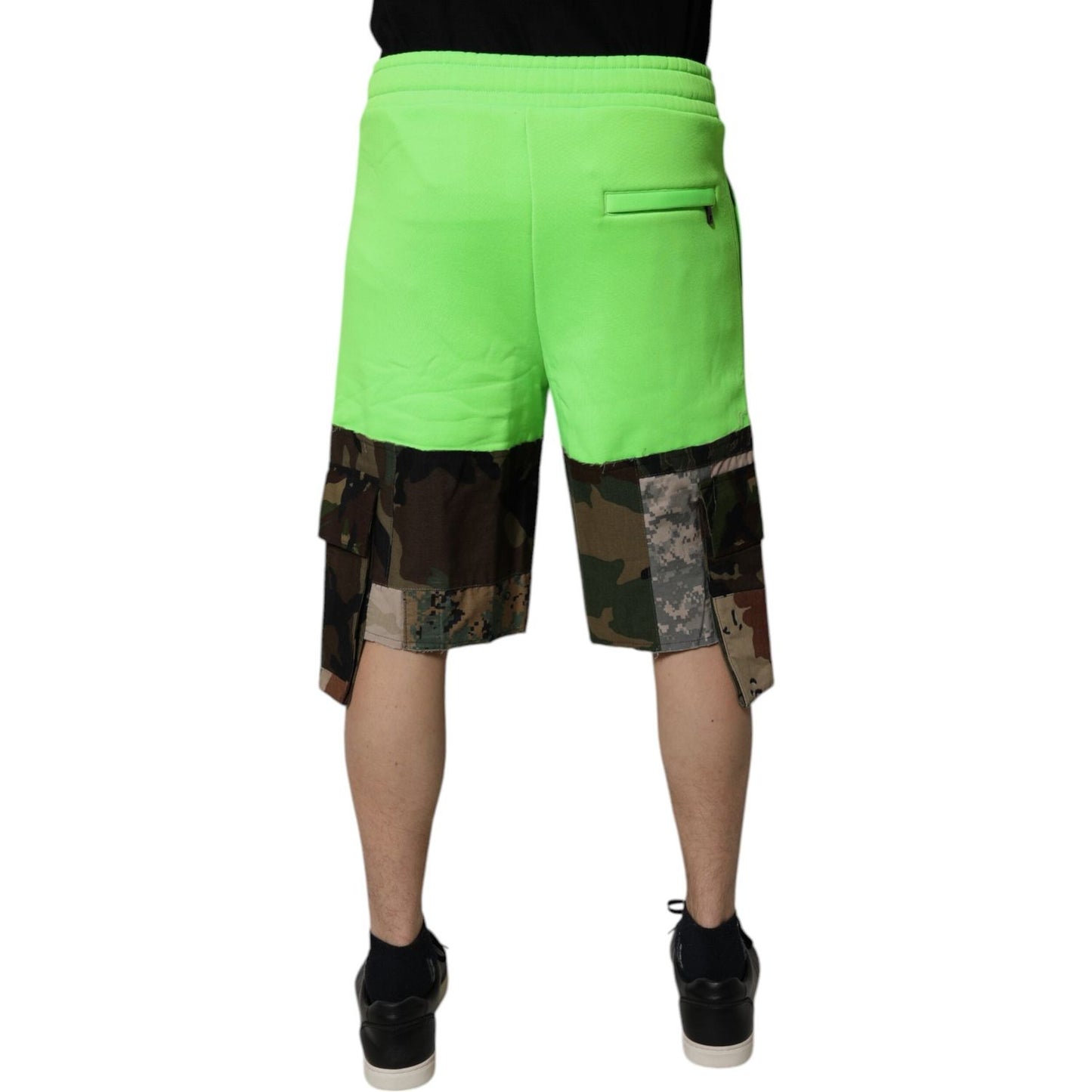 Dolce & Gabbana Green Patchwork Camouflage Men Cargo Shorts PAN75726-44