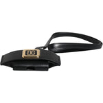Dolce & Gabbana Black Leather Strap Gold Metal Logo Plaque Airpods Case SMY10691