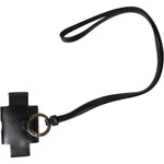 Dolce & Gabbana Black Leather Strap Gold Metal Logo Plaque Airpods Case SMY10691