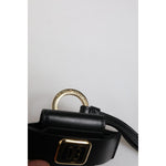 Dolce & Gabbana Black Leather Strap Gold Metal Logo Plaque Airpods Case SMY10691