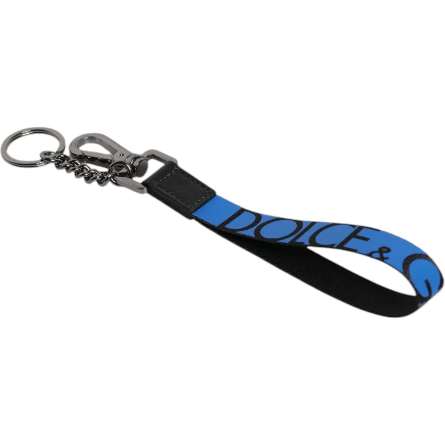 Dolce & Gabbana Blue Logo Nylon Silver Brass Men Holder Keychain Keyring 1728,67345645728,Accessories,Blue,Dolce & Gabbana,Keychains - Men - Accessories,Material: 85% Nylon 13% Brass 2% Leather,Men,Men - Accessories,Preowned / Defect SMY101343