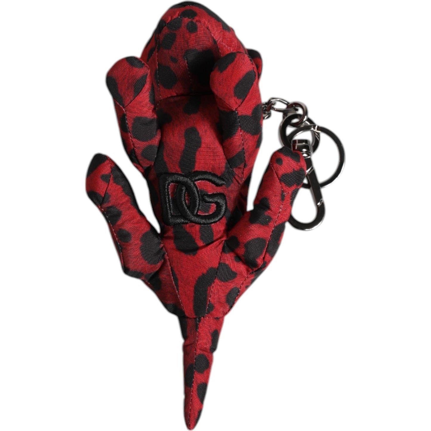 Dolce & Gabbana Red Black Polyester Animal Silhouette Keychain Keyring SMY10698