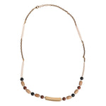Dolce & Gabbana Black Gold Wooden Beaded Logo Pendant Necklace SMY10687