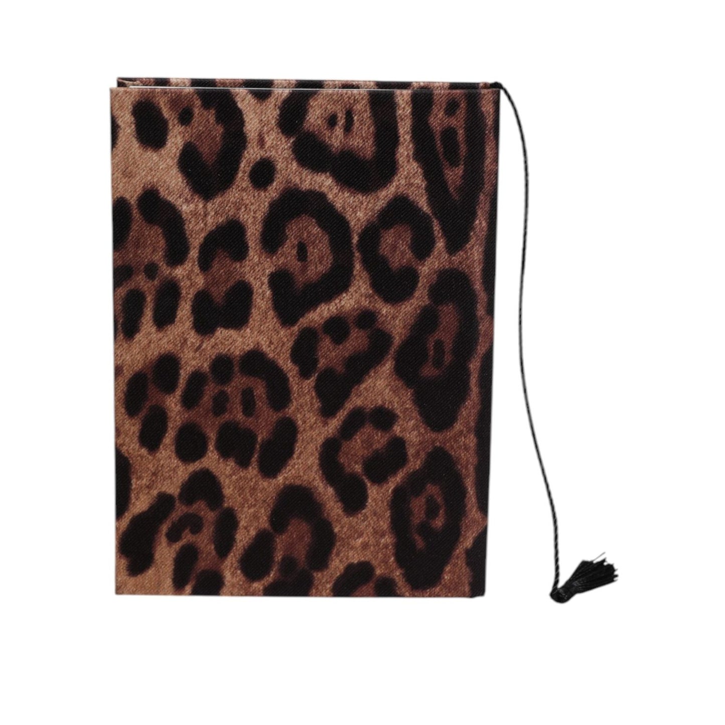 Dolce & Gabbana Brown Black Polyester Leopard Logo Print Small Notebook