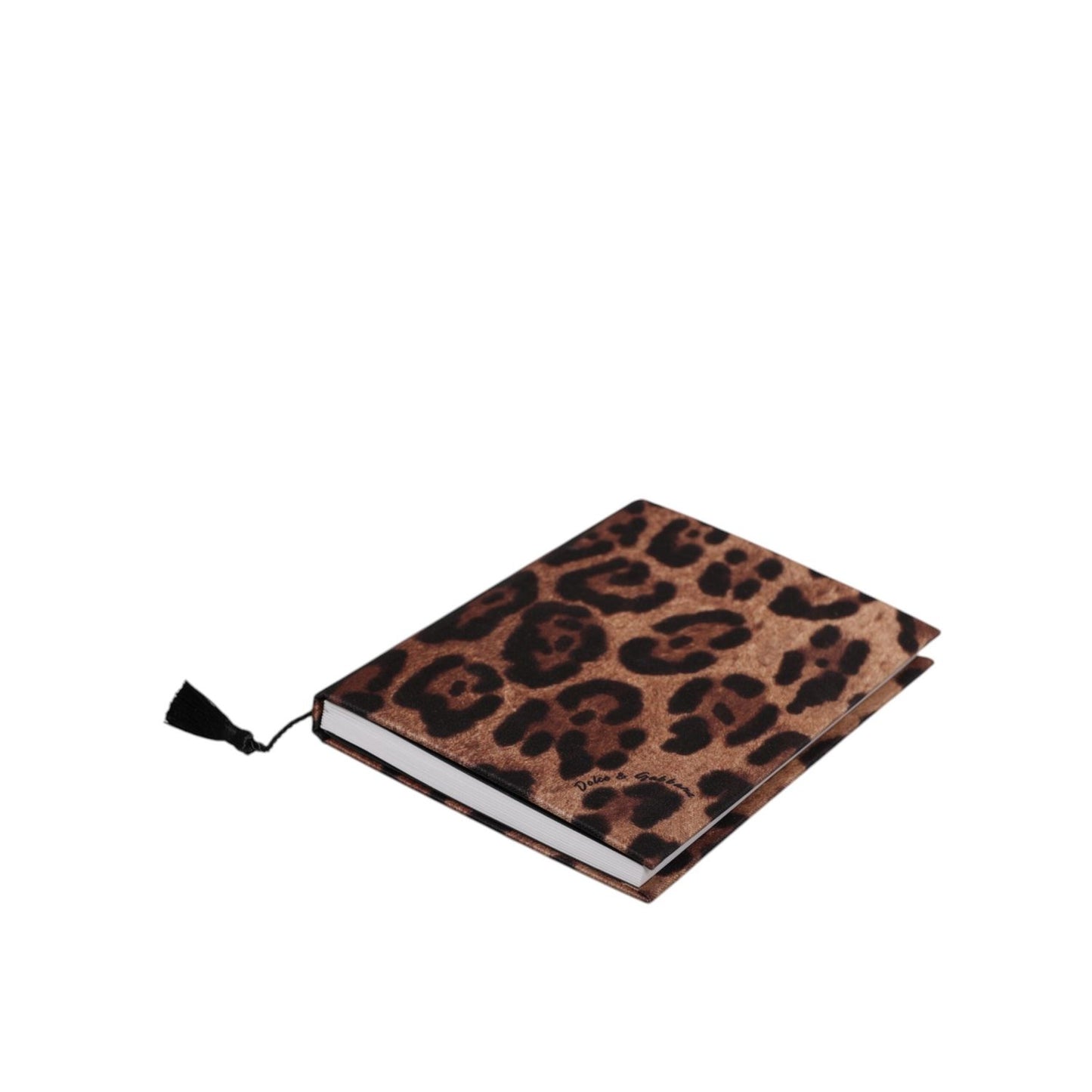 Dolce & Gabbana Brown Black Polyester Leopard Logo Print Small Notebook