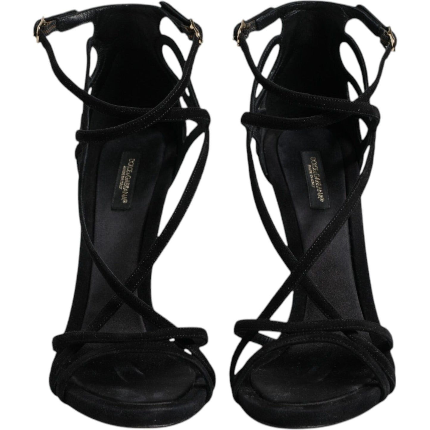 Dolce & Gabbana Black Leather Stiletto Heels Sandals Shoes LA12513-39