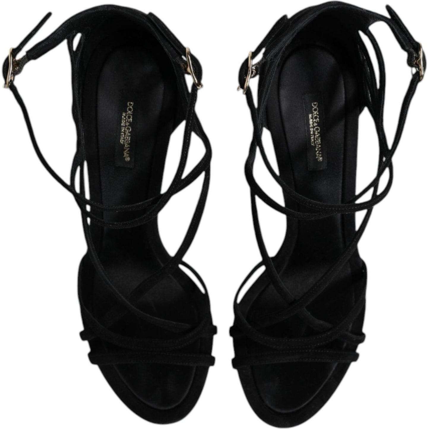 Dolce & Gabbana Black Leather Stiletto Heels Sandals Shoes LA12513-39